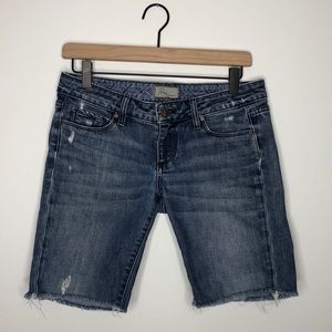 PAIGE Dark Wash Denim Bermuda Shorts